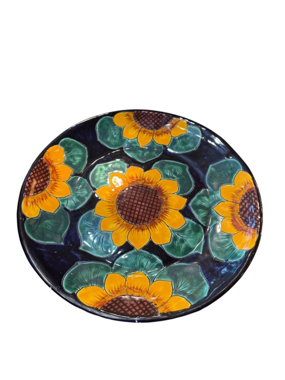 Mexico handmade sunflower Multi color ceramic wall plate SKU 10-270